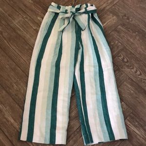 NWT J. Crew striped linen pants w/paper bag waist